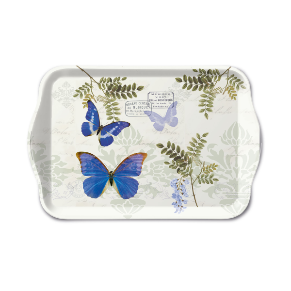 Tray Melamine Tablett 13 x 21 cm Blue Morpho Schmetterlinge