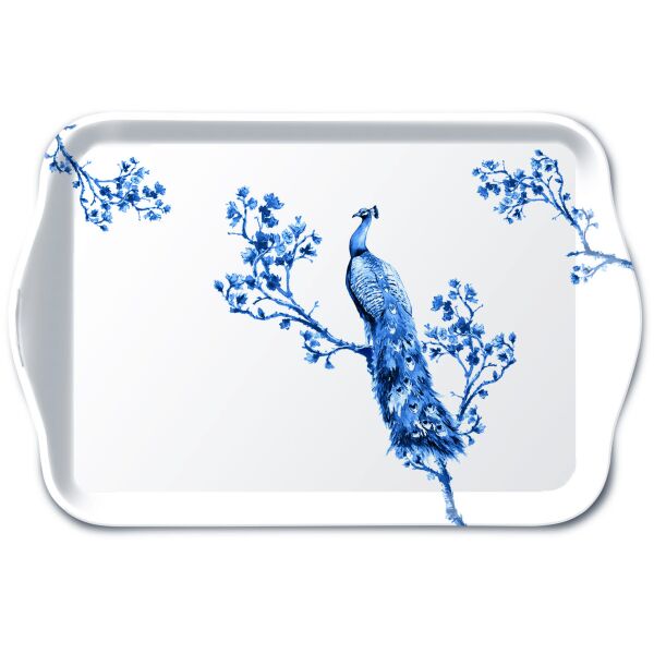 A Tray Melamine Tablett 13 x 21 cm Royal Peacock royaler Pfau