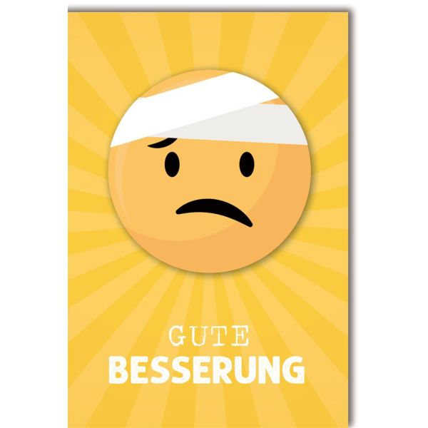 Genesung Glückwunschkarte mit Umschlag Emoji mit Kopfverband