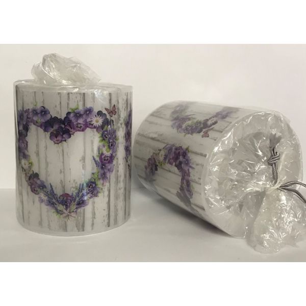 A 19209915 Kerze Höhe: 8 cm Durchmesser: 7,5 cm Dekokerze Candle Small Purple Heart Lila Herz