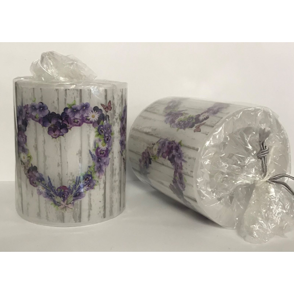 A 19209915 Kerze Höhe: 8 cm Durchmesser: 7,5 cm Dekokerze Candle Small Purple Heart Lila Herz