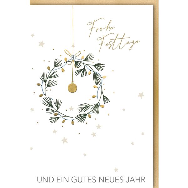 Weihnachtskarte mit Umschlag Kranz hängend