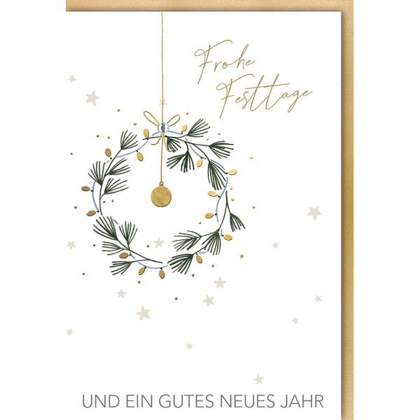 Weihnachtskarte mit Umschlag Kranz hängend