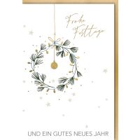 Weihnachtskarte mit Umschlag Kranz hängend
