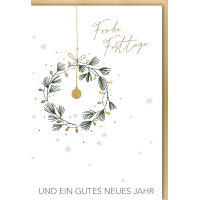 Weihnachtskarte mit Umschlag Kranz hängend