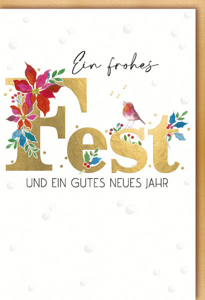 Weihnachten - Glückwunschkarte im Format 11,5 x 17 cm mit Umschlag - Fest Gold - Verlag Dominique