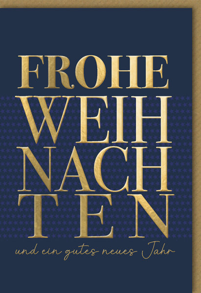Weihnachten - Glückwunschkarte im Format 11,5 x 17 cm mit Umschlag - Weihnachten Schriftzug Gold - Verlag Dominique