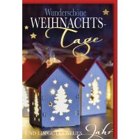 Weihnachtskarte mit Umschlag Laternen beleuchtet