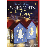 Weihnachtskarte mit Umschlag Laternen beleuchtet