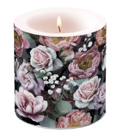 A - Candle Small Vintage Flowers Black