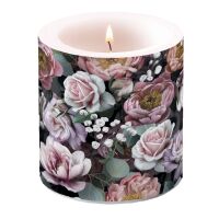A Candle Small Vintage Flowers Black