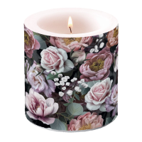 A Candle Small Vintage Flowers Black