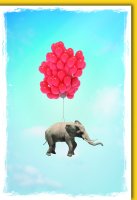 Ohne Text - Karte mit Umschlag - fliegender Elefant,...