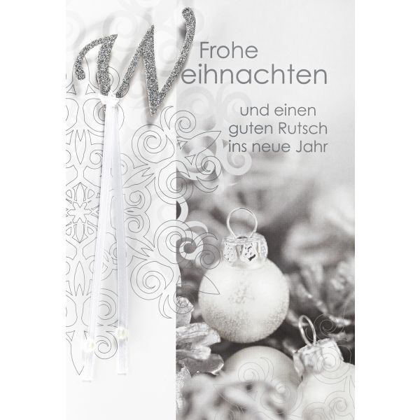 Weihnachten Glückwunschkarte mit Umschlag Kugeln silber