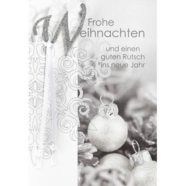 Weihnachten Glückwunschkarte mit Umschlag Kugeln silber