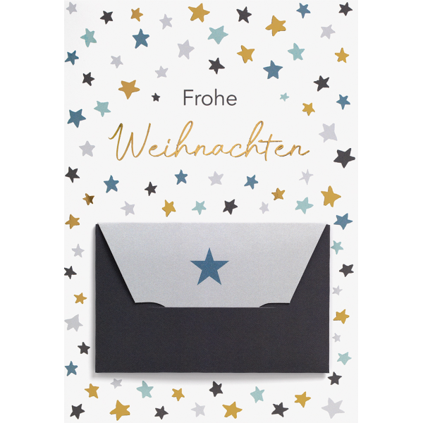 Weihnachten Geldkarte Glückwunschkarte mit Umschlag Sterne Frohe Weihnachten
