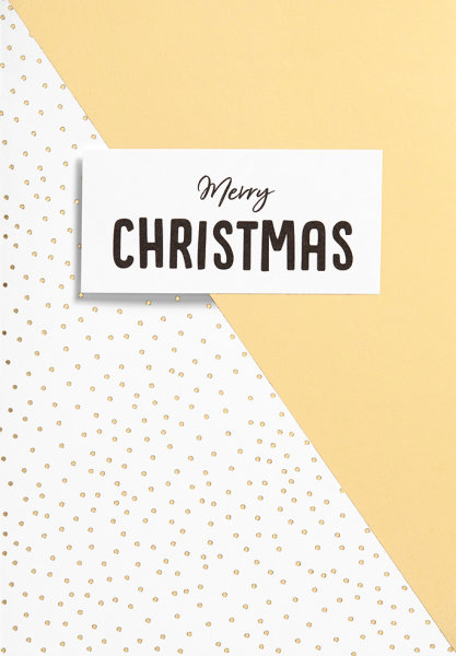 A - Serie Black & Gold - Glückwunschkarte Weihnachten im Format 11,5 x 17 cm mit Briefumschlag  - "Merry Christmas"