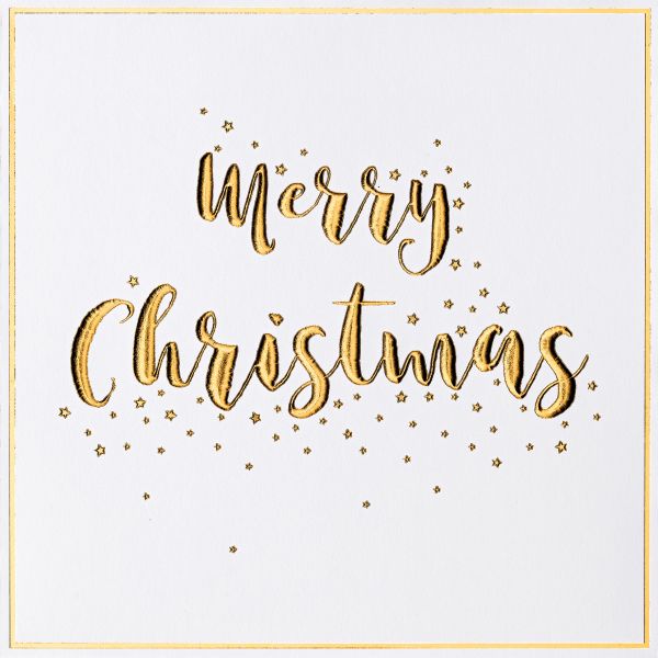 Weihnachten Black & Gold Quadratische Glückwunschkarte mit Umschlag Merry Christmas weiß gold