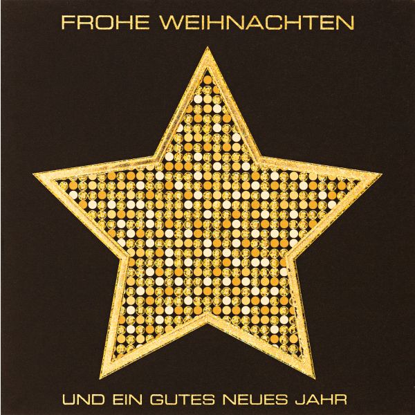 Weihnachten Black & Gold Quadratische Glückwunschkarte mit Umschlag Stern Frohe Weihnachten