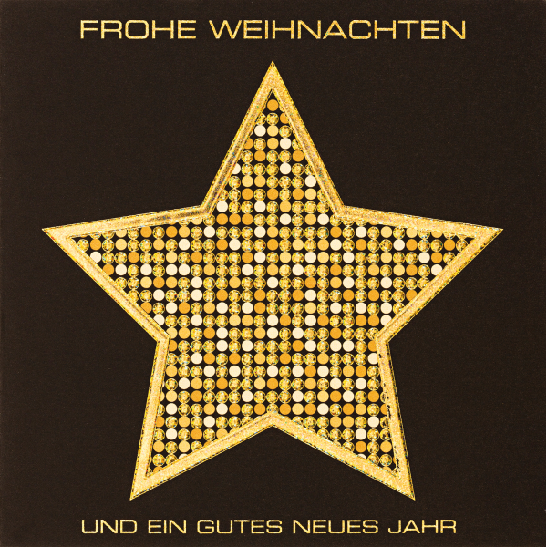 Weihnachten Black & Gold Quadratische Glückwunschkarte mit Umschlag Stern Frohe Weihnachten