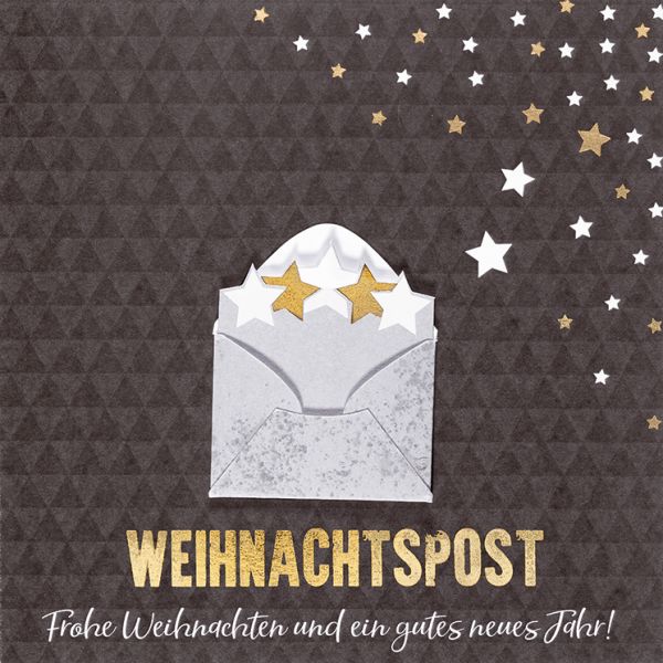 Weihnachten Black & Gold quadratische Glückwunschkarte mit Umschlag Weihnachtspost