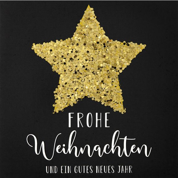 Weihnachten Black & Gold Quadratische Glückwunschkarte mit Umschlag Stern Frohe Weihnachten