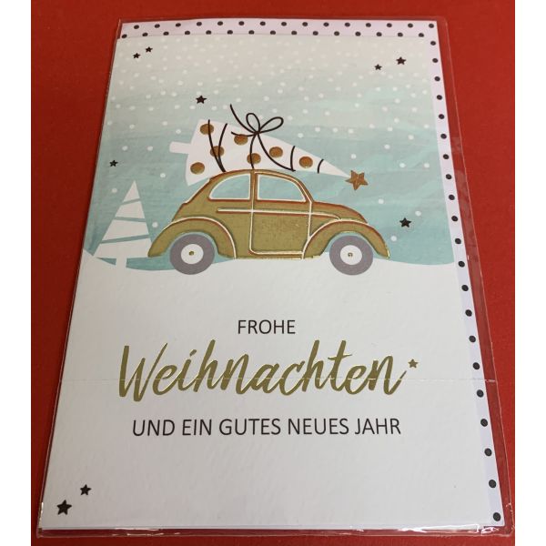 Weihnachten Glückwunschkarte mit Umschlag Pastel Collection Frohe Weihnachten und ein gutes neues Jahr Auto mit Tannenbaum