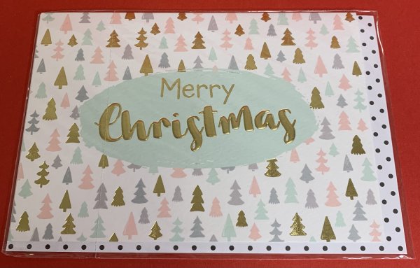 Perleberg 722-7702 - Serie Pastell Collection - Glückwunschkarte Weihnachten im Format 11,5 x 17 cm mit Briefumschlag  - quer -  "Merry Christmas"
