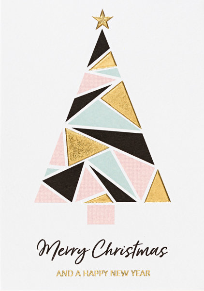 Perleberg 722-7703 - Serie Pastell Collection - Glückwunschkarte Weihnachten im Format 11,5 x 17 cm mit Briefumschlag  - quer -  "Merry Christmas"