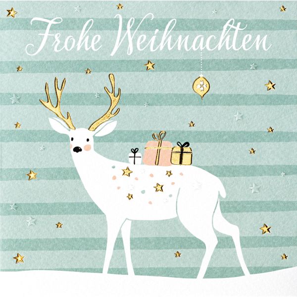 A Weihnachten Reh mit Geschenken Pastell Collection Glückwunschkarte mit Umschlag