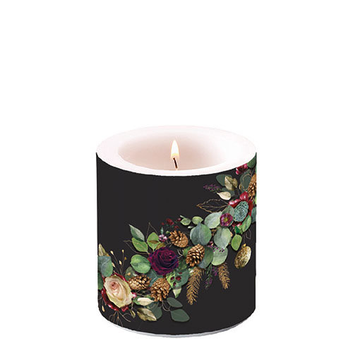 Kerze klein – Candle small – Format: Ø 7,5 cm x 9 cm – Brenndauer: 35 Std. - 1 Kerze pro Packung - Eucalyptus Black – Eukalyptus schwarz