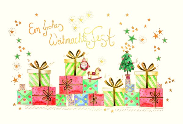 Weihnachten - Skorpions art - Glückwunschkarten im Format 17 x 11,5 cm - Geschenke, Naturkarton, mit Goldfolie und Blindprägung