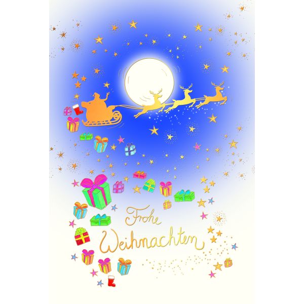 Weihnachten Skorpions art Glückwunschkarten Geschenke, Rentierschlitten, Naturkarton, mit Goldfolie und Blindprägung