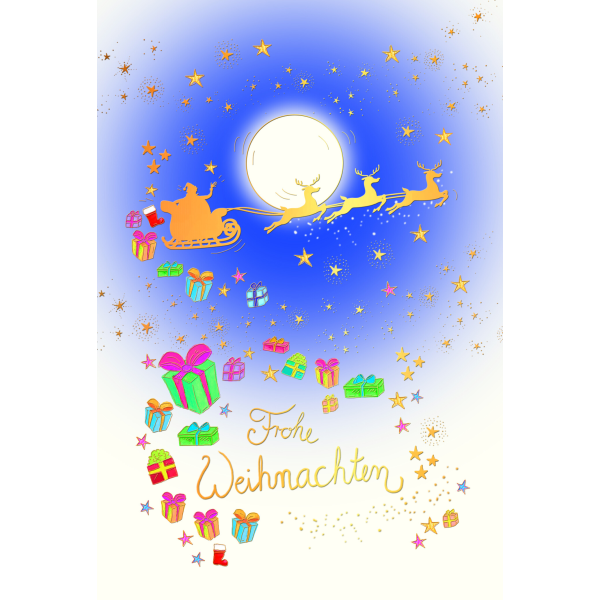 Weihnachten Skorpions art Glückwunschkarten Geschenke, Rentierschlitten, Naturkarton, mit Goldfolie und Blindprägung