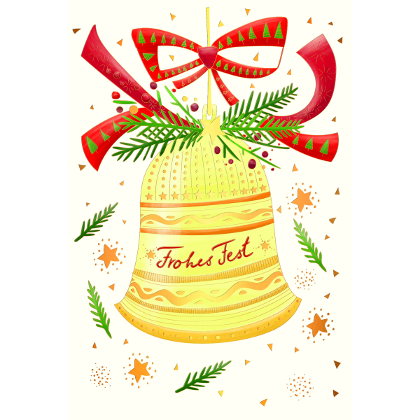 A Frohes Fest Weihnachten Skorpions art Glückwunschkarten Glocke mit Schleife Naturkarton mit Goldfolie, Blindprägung, Umschlag
