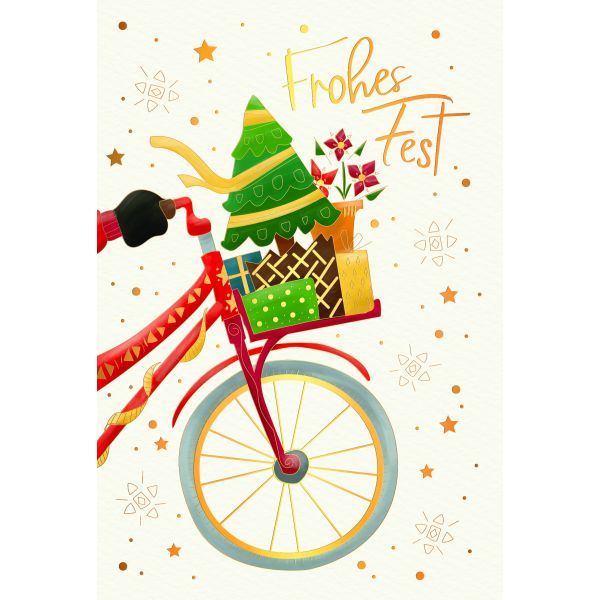 A Weihnachten Grußkarte Glückwunschkarte mit Umschlag Skorpion`s Art Fahrrad mit Weihnacht