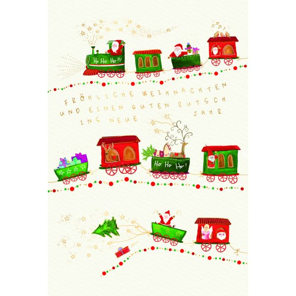 Weihnachten Skorpions art Glückwunschkarten Weihnachtszug, Naturkarton, mit Goldfolie und Blindprägung