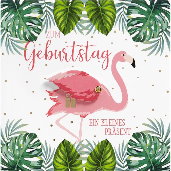 Geburtstag Moving Cards Flamingo quadratische Klappkarte mit beweglichem Element mit Briefumschlag Zum Geburtstag ein kleines Präsent