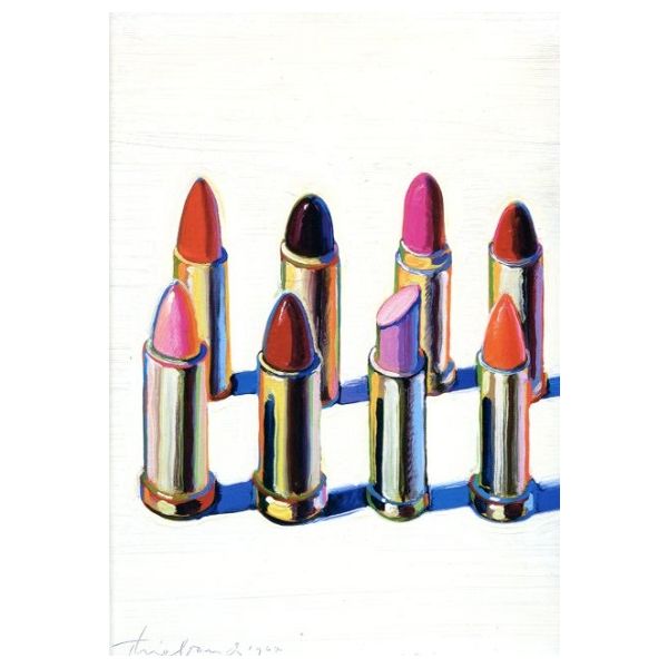 Kunstkarten - Aufklappkarte-Doppelkarte im Format 11,5 x 16,6 cm mit passendem Briefumschlag - Künstler: Thiebaud, Wayne - Lippenstifte - Fink Verlag