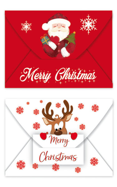 Creative-Sticker - Mini-Umschlag mit Weihnachtsaufdruck - Weihnachtsmann + Elch - 2 Stück