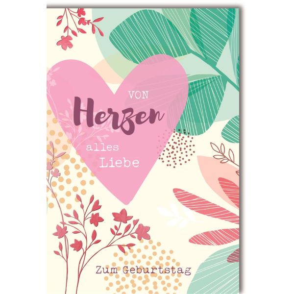 Geburtstag Glückwunschkarte mit Umschlag "von Herzen"