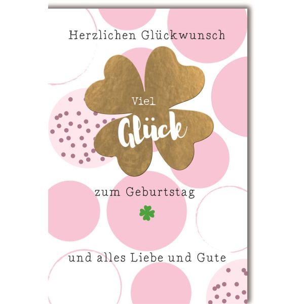 Geburtstag Glückwunschkarte mit Umschlag Kleeblatt, Kreise