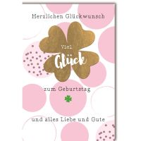 Geburtstag Glückwunschkarte mit Umschlag Kleeblatt,...
