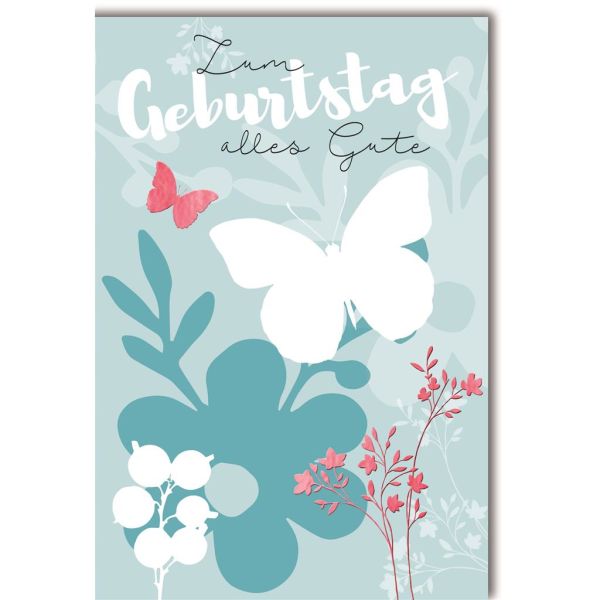 Geburtstag Glückwunschkarte mit Umschlag Schmetterling, Pastel