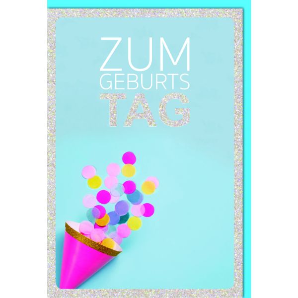 Geburtstag Glückwunschkarte mit Umschlag Konfettihütchen