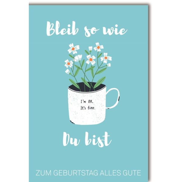 Geburtstag Glückwunschkarte mit Umschlag Im Ok, Gänseblümchen Tasse