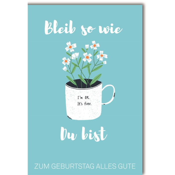 Geburtstag Glückwunschkarte mit Umschlag Im Ok, Gänseblümchen Tasse