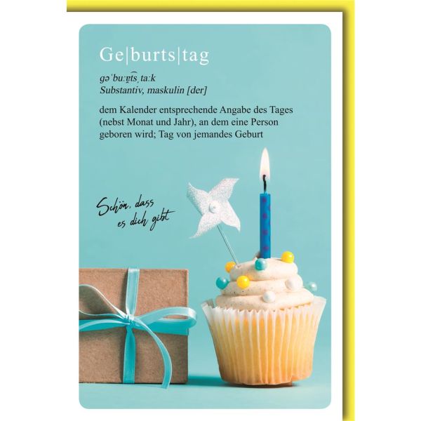 Geburtstag Glückwunschkarte mit Umschlag Cupcake mit Topper, Windrad
