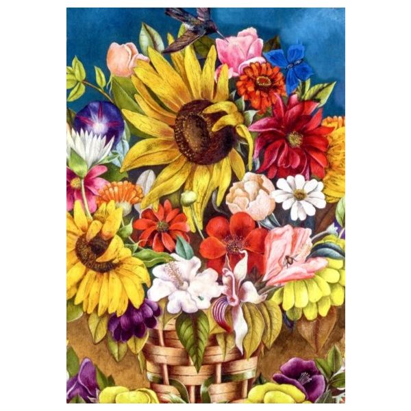 Kunstkarten - Aufklappkarte-Doppelkarte im Format 11,5 x 16,6 cm mit passendem Briefumschlag - Künstler: Kahlo, Frida - Der Blumenkorb, Ausschnitt - Fink Verlag