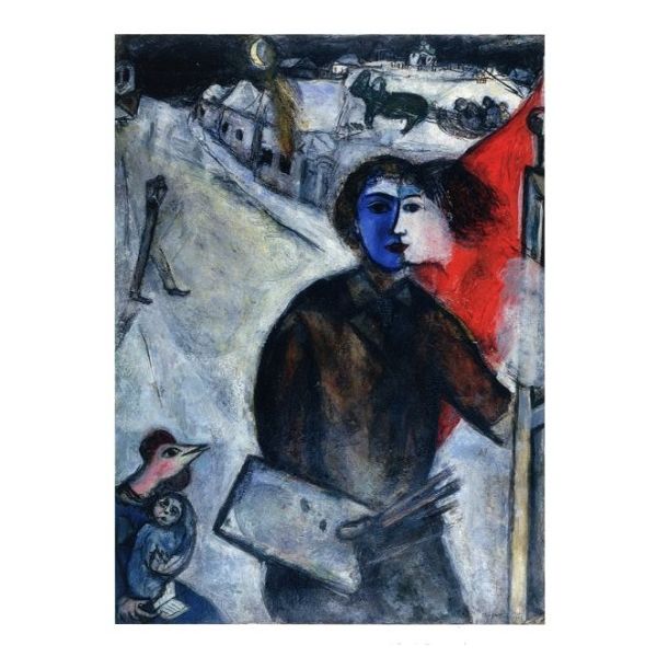 Kunstkarten - Aufklappkarte-Doppelkarte im Format 11,5 x 16,6 cm mit passendem Briefumschlag - Künstler: Chagall, Marc - In der Dämmerung - Fink Verlag